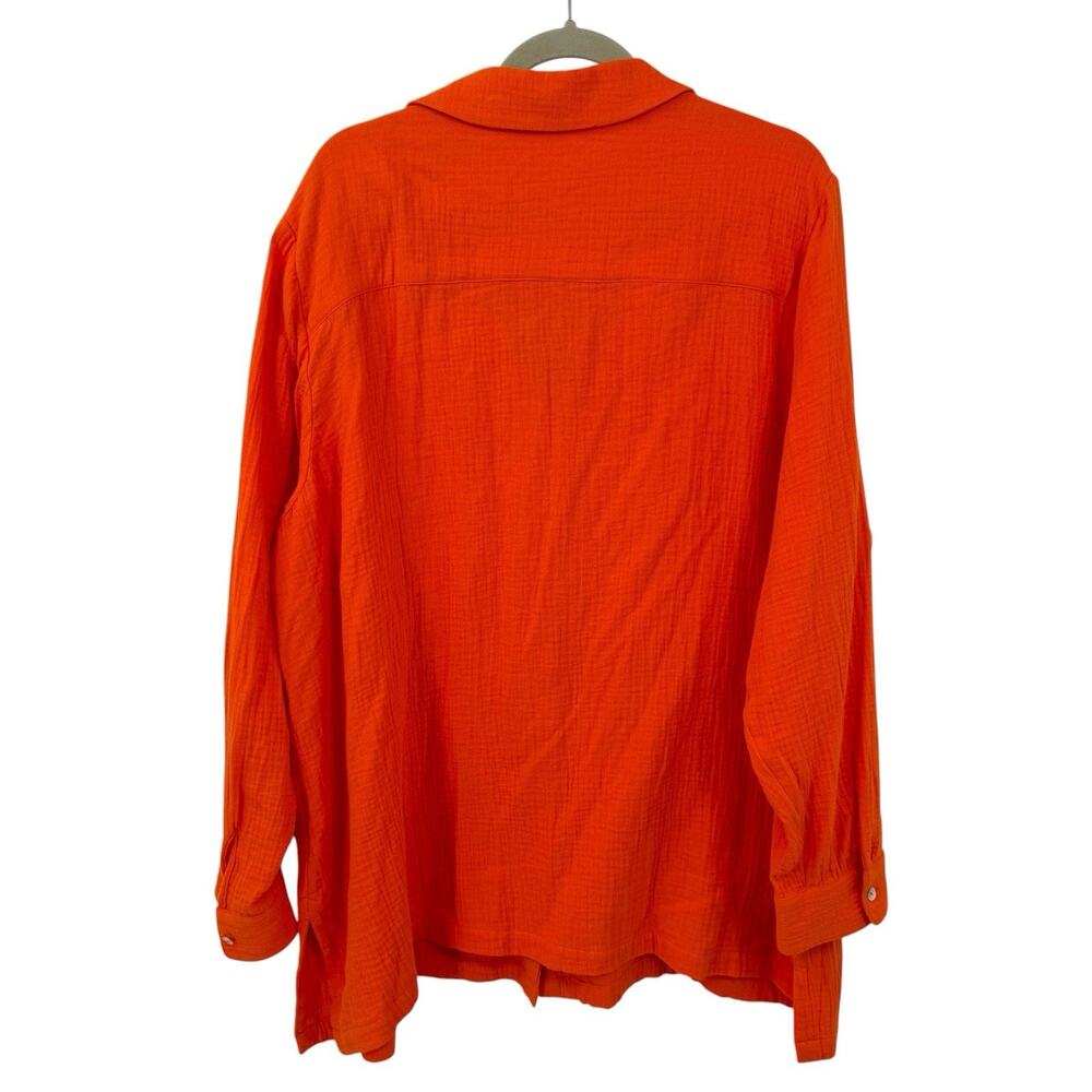 Soft Surroundings 3X Gauze Top Button Up V Neck Long Sleeve Orange Cotton - Picture 3 of 9